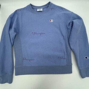 Champion Lavender Crewneck Sweatshirt with Embroidered Logos